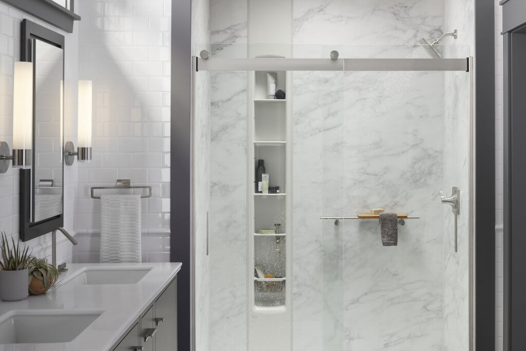 Kohler LuxStone Shower Calacatta Installation by Pacific Bath Company
