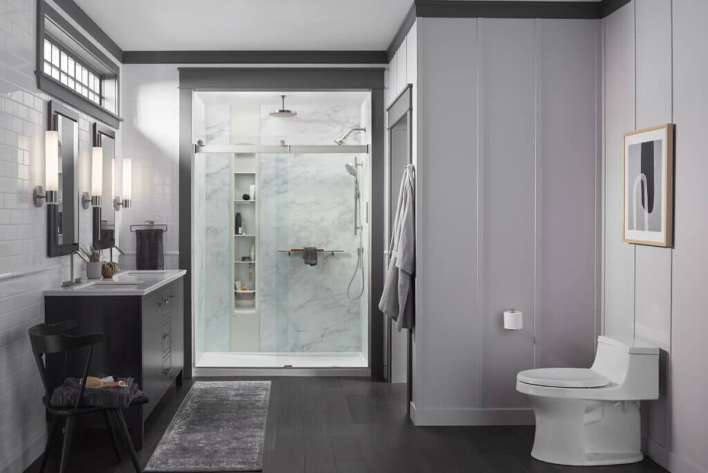 Modern bathroom with KOHLER LuxStone shower